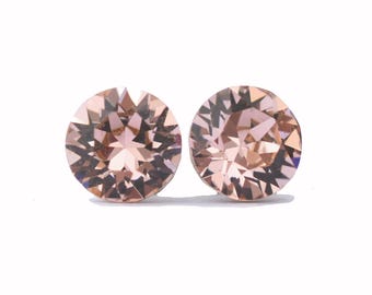 Vintage Rose Studs, 7.27mm Pink Crystal Stud Earrings