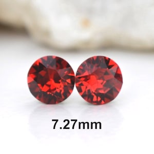 Scarlet Rhinestone Studs, 7.27mm Stud Earrings, handcrafted using Premium Sparkling Crystals