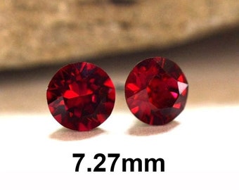 7.27mm Ruby Rhinestone Studs, Red Rhinestone Stud Earrings, Crystal Stud Earrings, July Birthstone Crystal Earrings