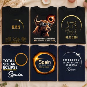 Total Solar Eclipse Spain 2026 PNG Bundle | August 12 2026 Eclipse Tour PNG | Astronomy Sublimation Digital Download