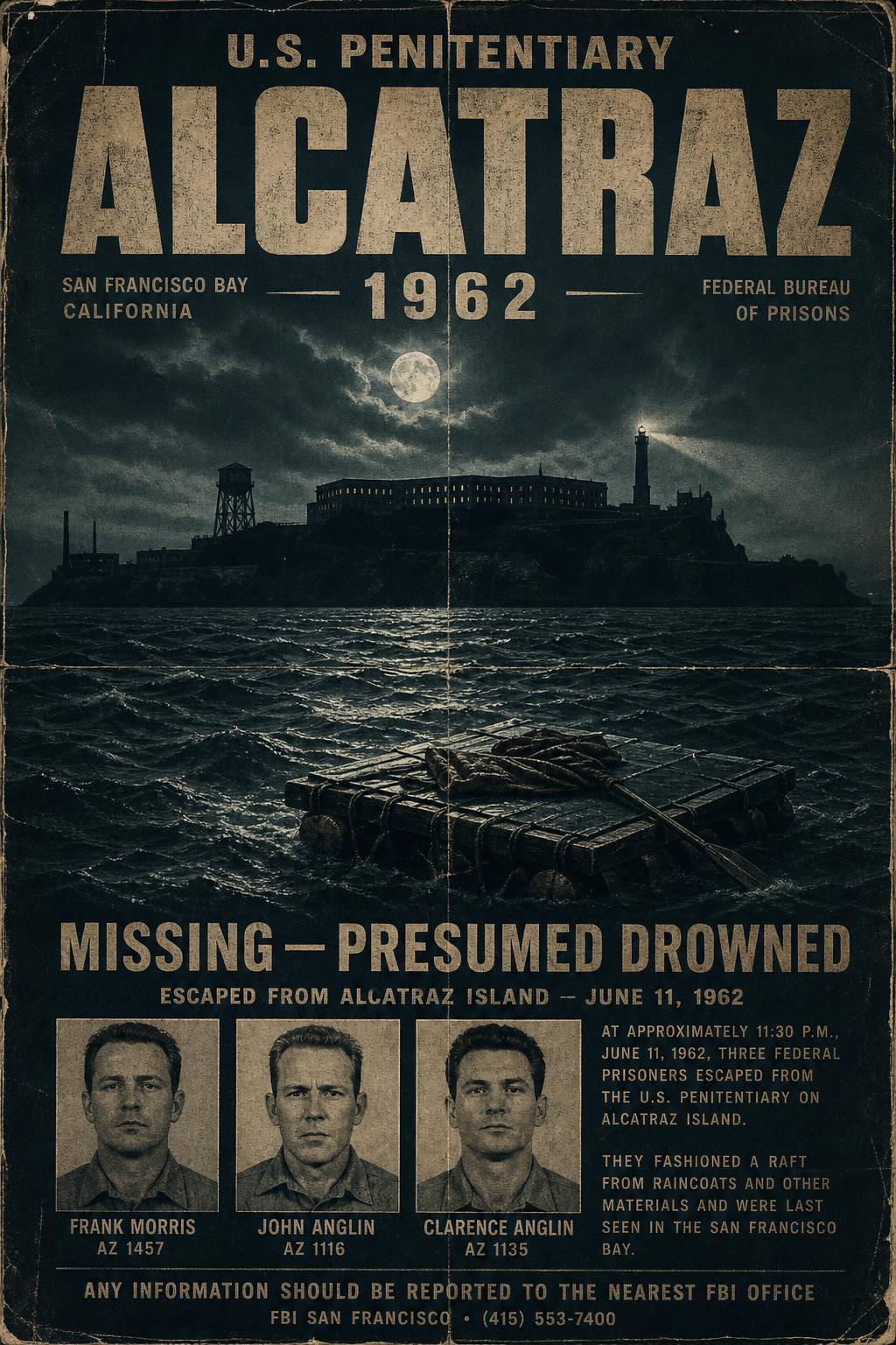 Alcatraz Escape 1962 | Prison Break Mystery | FBI Missing Persons Art ...