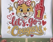 Let's Go Cougars PNG, Cougar Mascot Cheer Game Day Spirit Sublimation Design