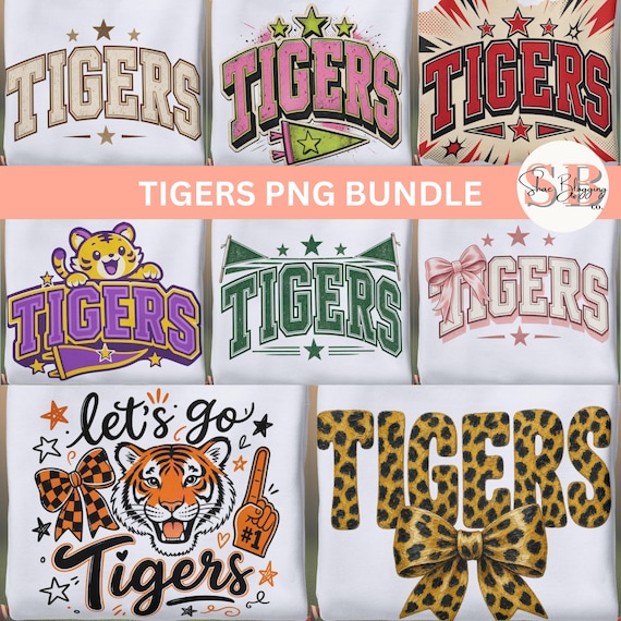 → View on Etsy: Tigers PNG Bundle, 8 School Mascot Game Day Spirit Sublimation Files Tigers PNG Bundle, 8 School Mascot Game Day Spirit Sublimation Files