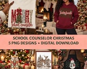 School Counselor Christmas PNG Bundle, 5 Holiday Sublimation Designs