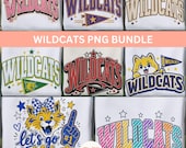 Wildcats PNG Bundle, 8 School Mascot Game Day Spirit Sublimation Files