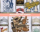 Mustangs Mascot PNG Bundle, 9 Game Day Spirit Sublimation Files