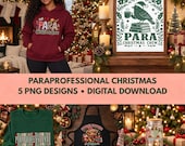Para Christmas PNG Bundle, 5 Paraprofessional and Teacher Aide Sublimation Designs