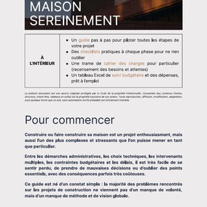 PACK 3 fichiers Guide de la construction : Construire sa maison sereinement (Guide + Tabl suivi financier + Cahier des charges à compléter)