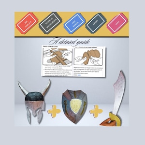 DIY Cardboard Knight Helmet and Sword Template Pack, Printable Costume Pattern PDF