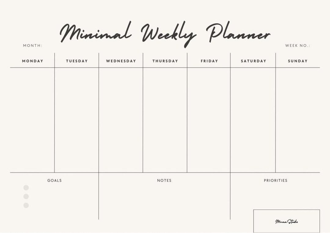 Minimal Weekly Planner Printable PDF - Etsy