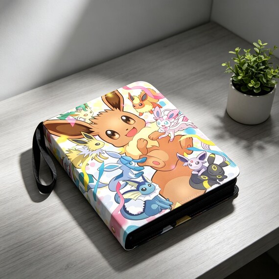 Pokemon TCG Card Binder, 400/900 Pocket PU Leather Zipper Album, Anime Trading Card Holder, Gift for Pokemon Collectors