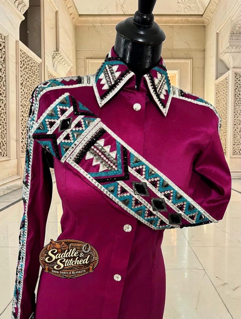 Diagonal In Riding Saddle and Stitched Show Blanket & Shirt Combo | Custom Western Style ...