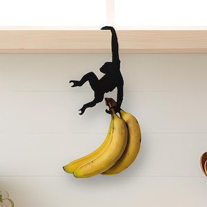 Gancho de madera con forma de mono / Colgador de plátanos / Soporte para frutas / Decoración de cocina