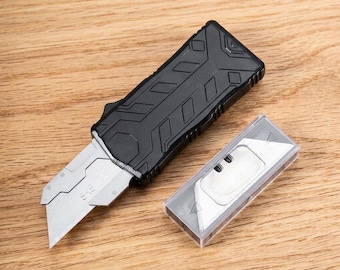 Heavy Duty Utility Knife, Quick-Change SK5 Blade Box Cutter, Portable EDC Cutting Tool with 10 Blades, Ideal Gift for Father, Dad, Husband,
