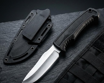 Outdoor Fixed Blade Knife with Sheath, Stainless Steel Utility Tool for Camping, Hiking, Fishing, BBQ, Gift for Men Gift for Father