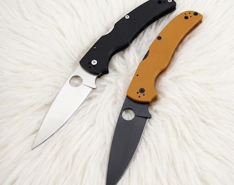 Pocket Knife G10 Handle Stainless Steel, Black Brown Dual Color, Ideal Gift For Father Husband Boyfriend