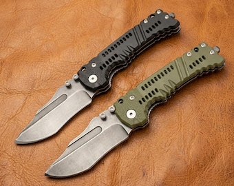 Multifunctional Folding Pocket Knife, Stainless Steel Blade, Non-slip Handle, Black/Green, EDC Tool, Gift for Men Gift for Father