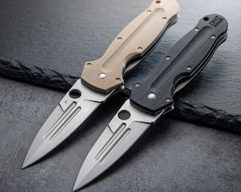 G10 Handle Folding Pocket Knife, Stainless Steel Blade, Black & Tan, Durable For Daily Use, Outdoor Tasks I Collection，Gift for Father