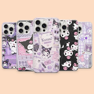 Cute Kuromi Phone Case Sanrio Kawaii Anime Cover for iPhone 17Pro, 17e, 16, 15, 14, 13, 12, Samsung S26, S25, S24, A56, A16, Pixel 10a, 9Pro