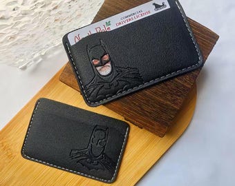 Personalized Bat ID Wallet for Men, Custom Leather Card Holder , Slim Bifold Wallet, Birthday Anniversary Gift for Husband Dad