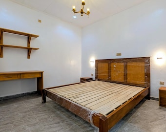 Solid African Iroko Wood Bed Frame