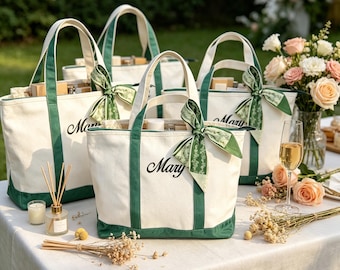 Personalized Quilted Tote Bag, Embroidered Name Tote, Bridesmaid Gift Bag, Wedding Welcome Tote, Custom Initial Carryall