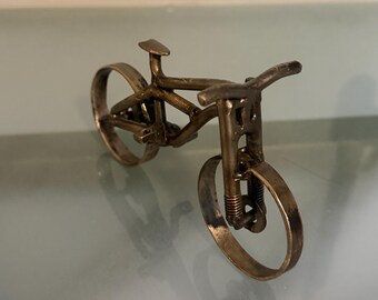 Handmade Stainless Steel Mountain Bike Sculpture – Welded Metal Bicycle Art | Cyclist Gift
