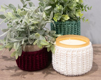 PDF Crochet Pattern - Simple Ribbed Plant/Jar Cozy