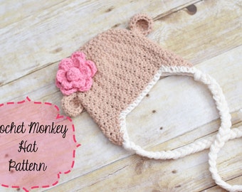 PDF Crochet Pattern - Crochet Monkey Hat
