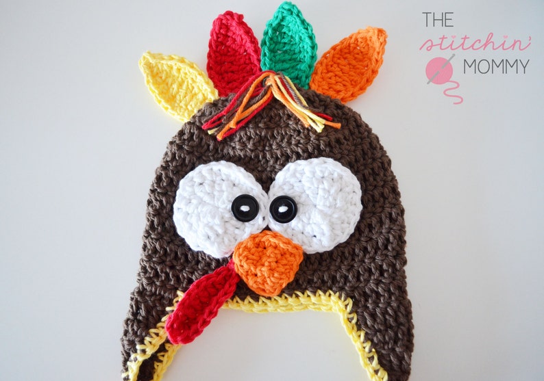 PDF Crochet Pattern Crochet Turkey Hat in Several Sizes image 2