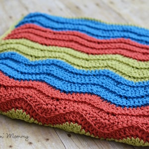 PDF Crochet Pattern - Easy Crochet Ripple Blanket