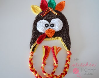 PDF Crochet Pattern - Crochet Turkey Hat in Several Sizes