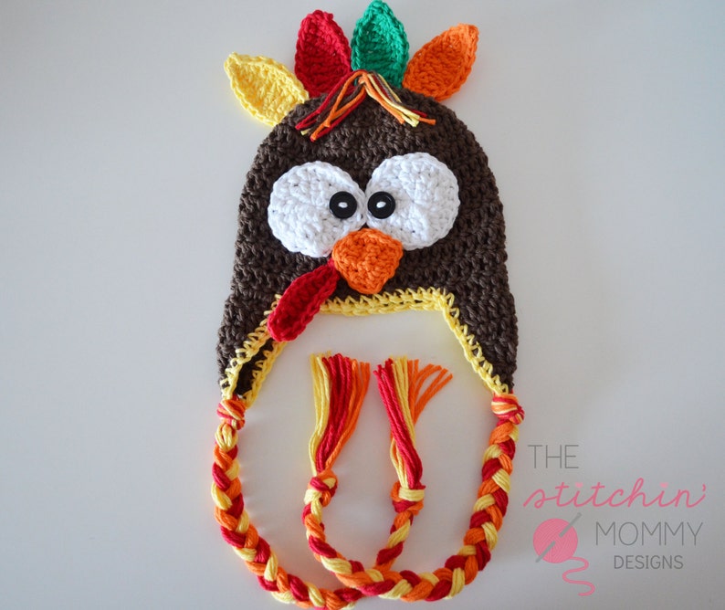 PDF Crochet Pattern Crochet Turkey Hat in Several Sizes image 1