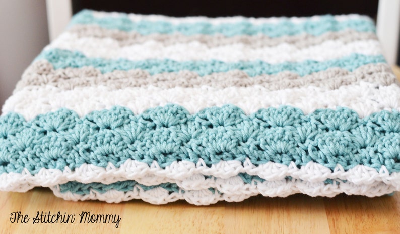 PDF Crochet Pattern Shell Stitch Baby Blanket image 5