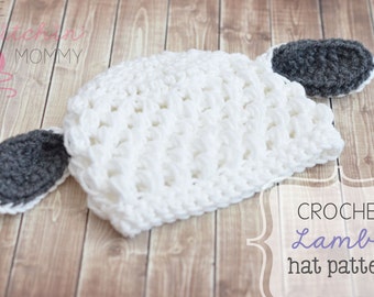 PDF Crochet Pattern - Crochet Lamby Hat in Several Sizes