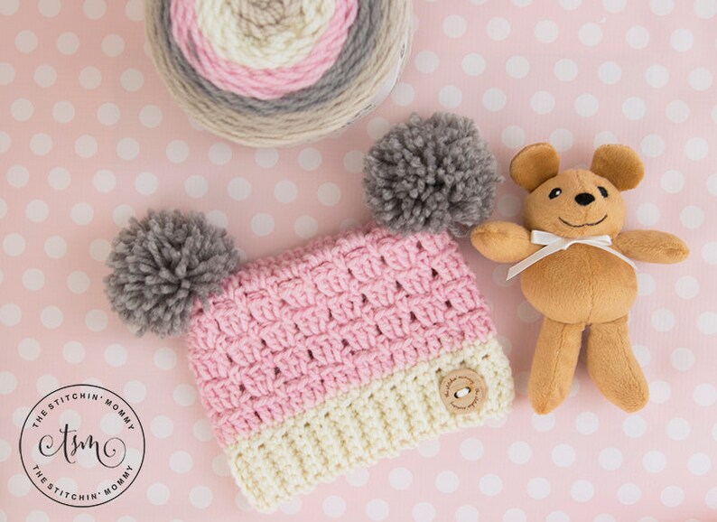 PDF Crochet Pattern Dusty Rose Sack Hat Sizes Preemie to 3-5 Years image 1