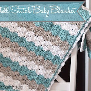 PDF Crochet Pattern Shell Stitch Baby Blanket image 1