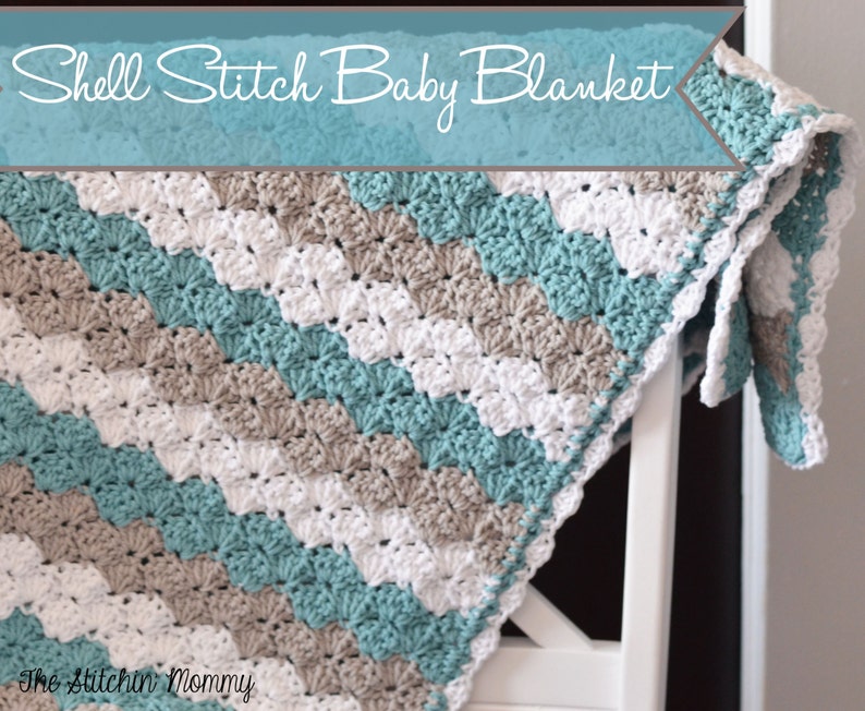 PDF Crochet Pattern Shell Stitch Baby Blanket image 1