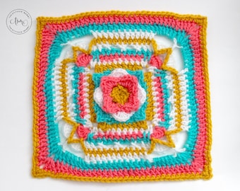 PDF Crochet Pattern - Shells Aflutter 12 Inch Afghan Square