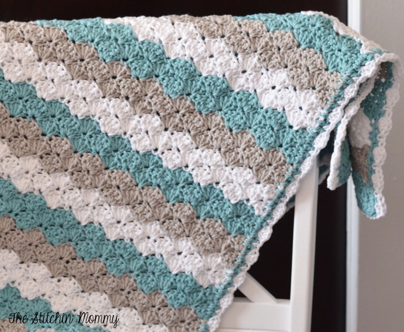 PDF Crochet Pattern Shell Stitch Baby Blanket image 4