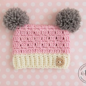 PDF Crochet Pattern Dusty Rose Sack Hat Sizes Preemie to 3-5 Years image 2