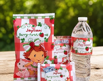 Berry First Birthday Party Favors WITH SNACK  | Custom Birthday Party Favors | Personalized Treats & Decorations | Any Theme Available |