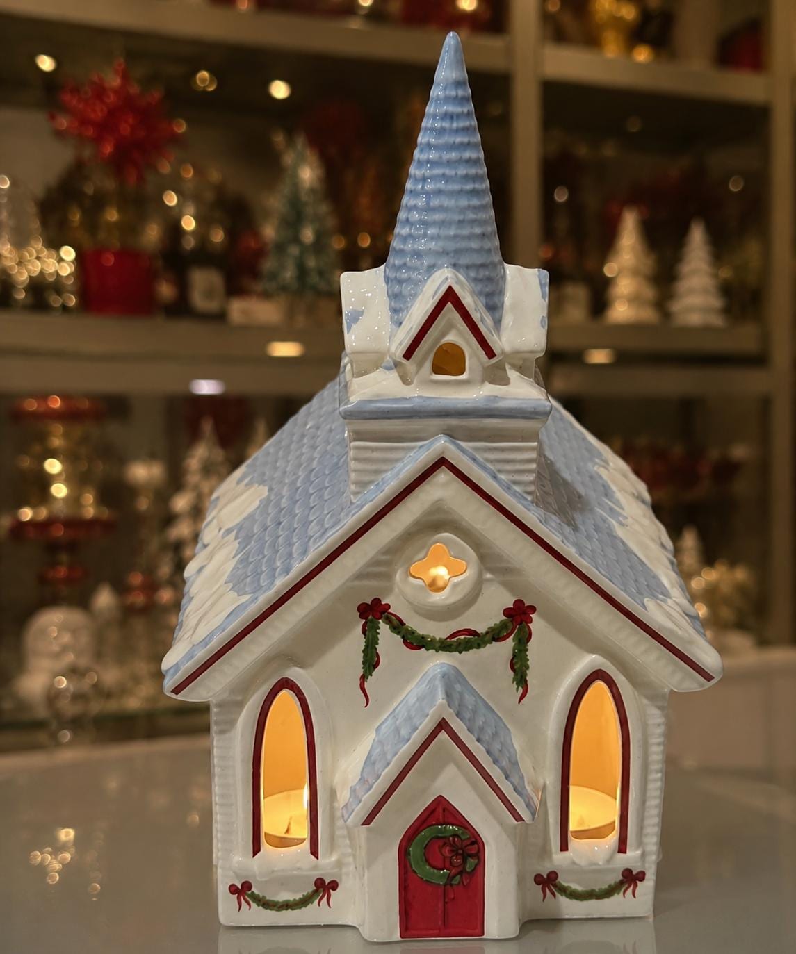クリスマス 教会 オブジェ ライトアップ☆SALE☆ Ceramic Churches That Light Up - Etsy