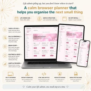 Life Admin Planner, Pink Aesthetic Digital Planner App, Weekly Bill Tracker, To Do List, ADHD Brain Dump, Routine Planner Neurodivergent