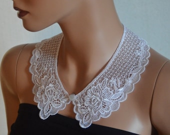 White Peter Pan Collar, White Detachable Collar and  button, Cotton, Lace Collar, Lace Necklace, Detachable Collar Necklace, gift for her