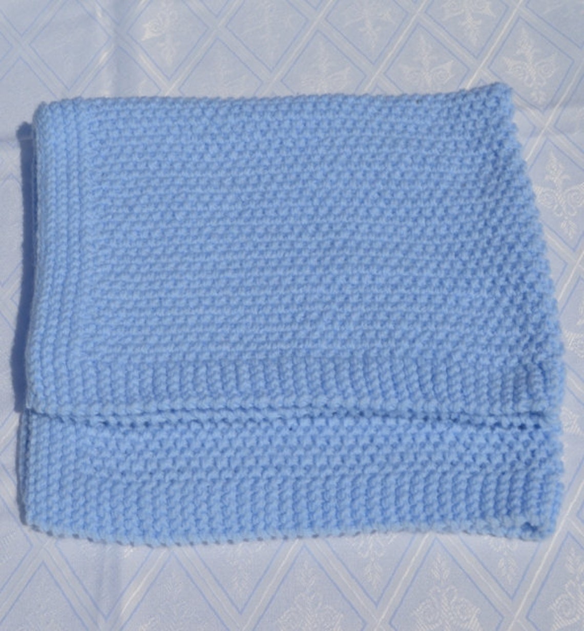Blue Baby Blanket Knitted Baby Blanket Knit Baby Blanket Etsy