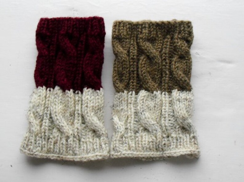 Knit Boot Cuff Leg Warmers 2in1 Grey and Oatmeal Color Etsy