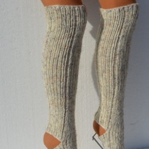 Yoga/Dancer&#39;s Legwarmers, Knit Boot Cuff, Wool, Chunky Leg warmers,Oatmeal Color, Leg Warmers,wellies boot cuff - raincity boot