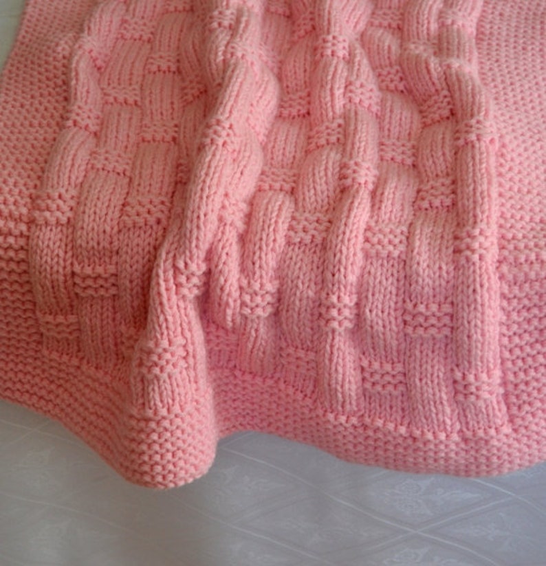 Pink Baby Blanket, Knitted Baby Blanket, Knit Baby Blanket, Hand Knit