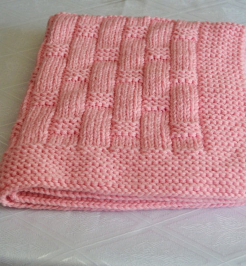 Pink Baby Blanket, Knitted Baby Blanket, Knit Baby Blanket, Hand Knit